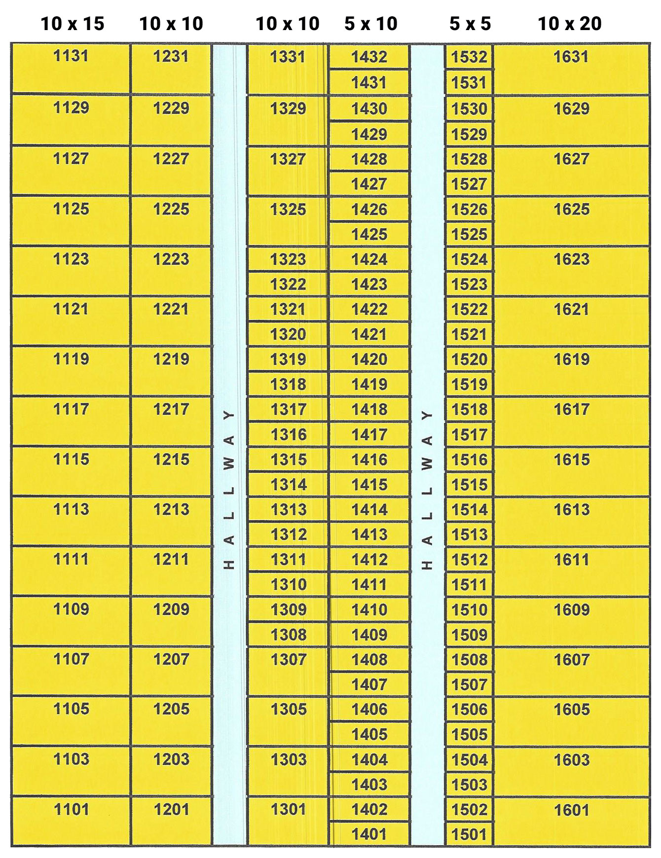 Storage Unit Number Card Storage Units